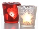 Telysglass rødt med hjerter fra Black Design