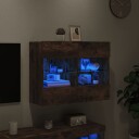 vidaXL Vegghengt TV-benk med LED-lys røkt eik 78,5x30x60,5 cm 8721012256873