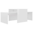 vidaXL Salongbordsett høyglans hvit 100x48x40 cm sponplate