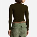 Ralph Lauren Ribbed Scoopneck Long-Sleeve Top Dark Loden