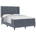  Box Spring Seng med Madrass Mørkegrå 140x200 cm Fløyel