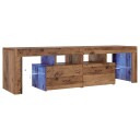  TV-benk med LED-lys gammelt tre 140x36,5x40 cm konstruert tre 8721158437600