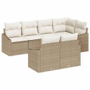  7-delt hagesofa set med puter beige poly rotting