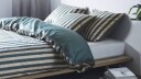 Marc O'polo Stripet sengetøy   Pine Green   Vendbart dynetrekk   100% bomullssatin sengetøysett   Marc O'Polo