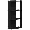 Bokhylle 3 etasjer svart 60x30x120 cm konstruert tre