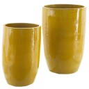 Bigbuy Home Vase 52 X 52 X 80 Cm Keramikk Gul (2 Enheter)