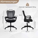 Ergonomisk kontorstol – justerbar rygg i netting svart