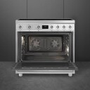 Smeg Classic 90 cm Induksjonskomfyr med 5 Kokeplater i Rustfritt Stål