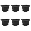 vidaXL Plantepotter 6 pcs Svart 20 x 20 x 16 cm Plast