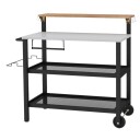Grillvogn med sammenleggbar bord & kroker & håndkleholder & søppelposeholder grillbord