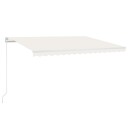 vidaXL Manuell uttrekkbar markise med LED 450x300 cm kremhvit