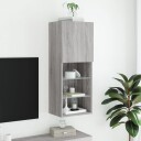 vidaXL TV-benk med LED-lys grå sonoma 40,5x30x102 cm 8721012256460