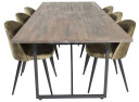 Venture Design Padang & Velvet spisegruppe Natur/grønn 6 st stoler & bord 250 x 100 cm