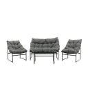 Venture Design Tina sofagruppe Svart med grå pute 2-setersofa, 2 lenestoler & bord 95x50 cm Svart