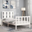 vidaXL Sengeramme med hodegavl hvit 2FT6 liten enkel heltre 8720845973629