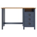 vidaXL Skrivebord Hill med 3 skuffer grå 120x50x74cm heltre furu