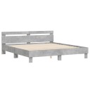 vidaXL Sengeramme med hodegavl betonggrå 180x200 cm konstruert tre 8721012246195