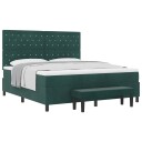  Box Spring Seng med Madrass & Benk Mørkegrønn 180x200 cm Fløyel