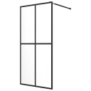 Dusjvegg med hylle svart 80x195 cm ESG-glass og aluminium