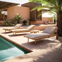 Dedon TIBBO solseng med hjul BP1 teak 0205 vulcano 0305