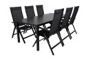Brafab Rana spisegruppe Svart/grå 6 posisjonstoler & bord 200x90 cm
