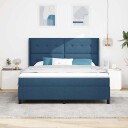  Box Spring Seng med Maddres & LED Blå 180x200 cm Stoff
