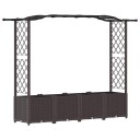 vidaXL Hevet Bed med Trellis og Tak Brun 204 x 40 x 138 cm PP