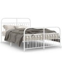  Sengeramme i metall med hode- og fotgavl hvit 137x190 cm 8721102645556