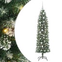  Kunstig Slankt Jule Tre med 150 LED Grønn og hvit 150 cm