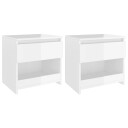 vidaXL Nattbord 2 stk høyglans hvit 40x30x39 cm sponplate