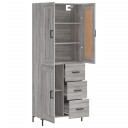  Highboard grå sonoma 69,5x34x180 cm konstruert tre