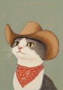 Cowboy English Shorthair Cat Plakat Plakat / 40x50cm