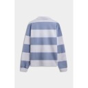 Caspara Thin Cotton Rugby Shirt Herre White W Blue Stripes S