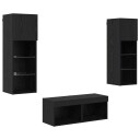  TV Veggskap 4 pcs Svart Eik 40 x 30 x 30 cm Konstruert tre