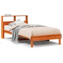  Seng med bokhylle uten madrass voksbrun 90x200 cm heltre furu 8721158397355