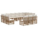 vidaXL Utendørs sofa sett Naturlig og kremhvit Polyester