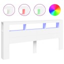  Sengegavl med LED hvit 220x18,5x103,5 cm konstruert tre 8721012259560