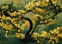Golden Blossom Tree Poster Plakat / 50x70cm
