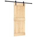 vidaXL Skyvedør Naturlig og svart 80 x 210 cm Massiv Furu Tre
