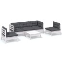 vidaXL Hagesofagruppe med puter 6 deler heltre furu