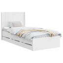 vidaXL Sengramme med oppbevaring og hodegavl Hvit 90 x 190 cm