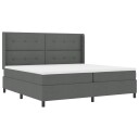  Box Spring Seng med Madrass & LED Mørkegrå 200x200 cm Stoff