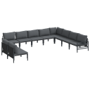  Hagesofa Set 10 pcs Antrasitt Stål