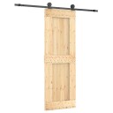 vidaXL Skyvedør Naturlig og svart 70 x 210 cm Massiv Furu Tre
