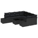 vidaXL Hagesofa Set med pute med lagring 9 pcs Svart polyrotting