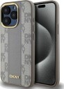 DKNY MagSafe iPhone 15 Pro Max-etui i skinn med rutete ensfarget mønster - Beige