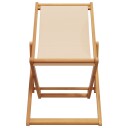  Sammenleggbar strandstol beige heltre eukalyptus og stoff 366564
