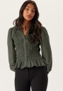 Bubbleroom V neck Cotton Smock Blouse