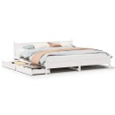  Sengeramme med madrass hvit 200x200 cm heltre furu 8721158409348