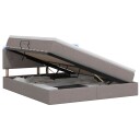 vidaXL LED lagringseng med madrass Gråbrun 180 x 200 cm Stoff